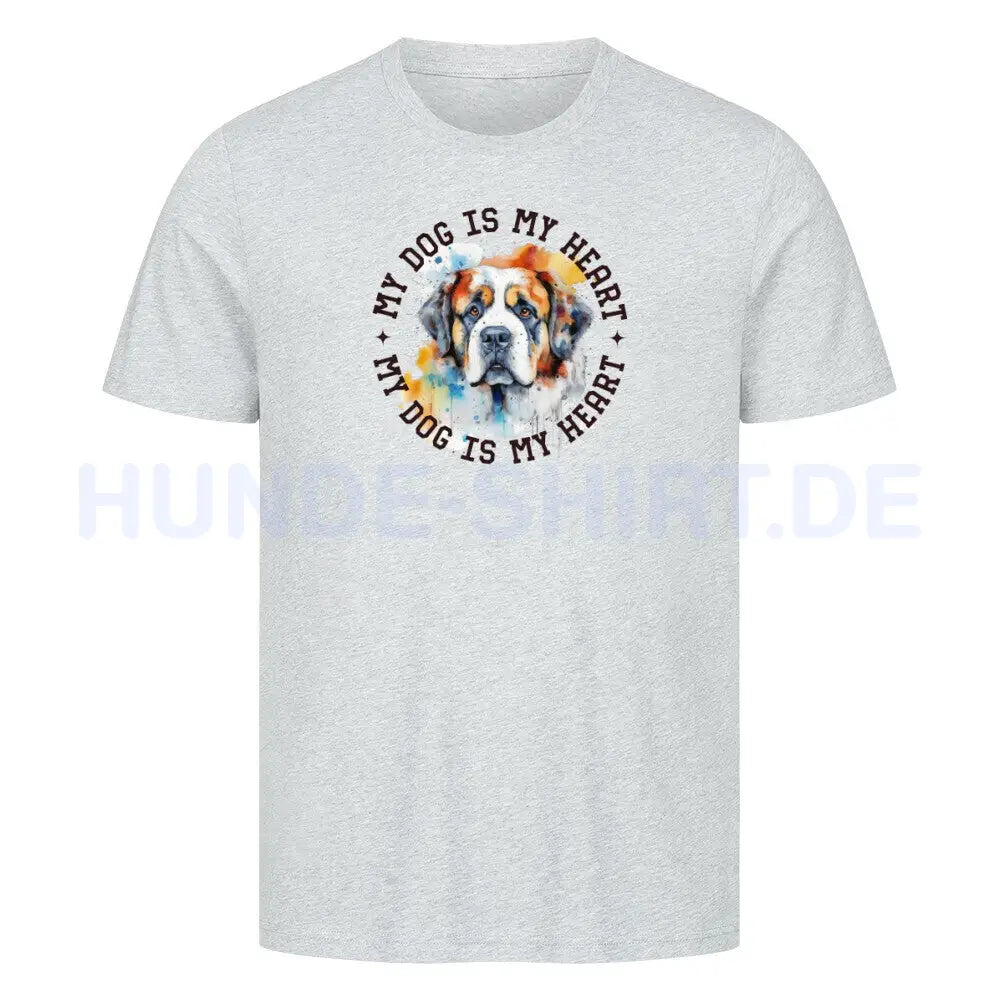 Premium T-Shirt "Bernhardiner HEART" Heather Grey – hunde-shirt.de