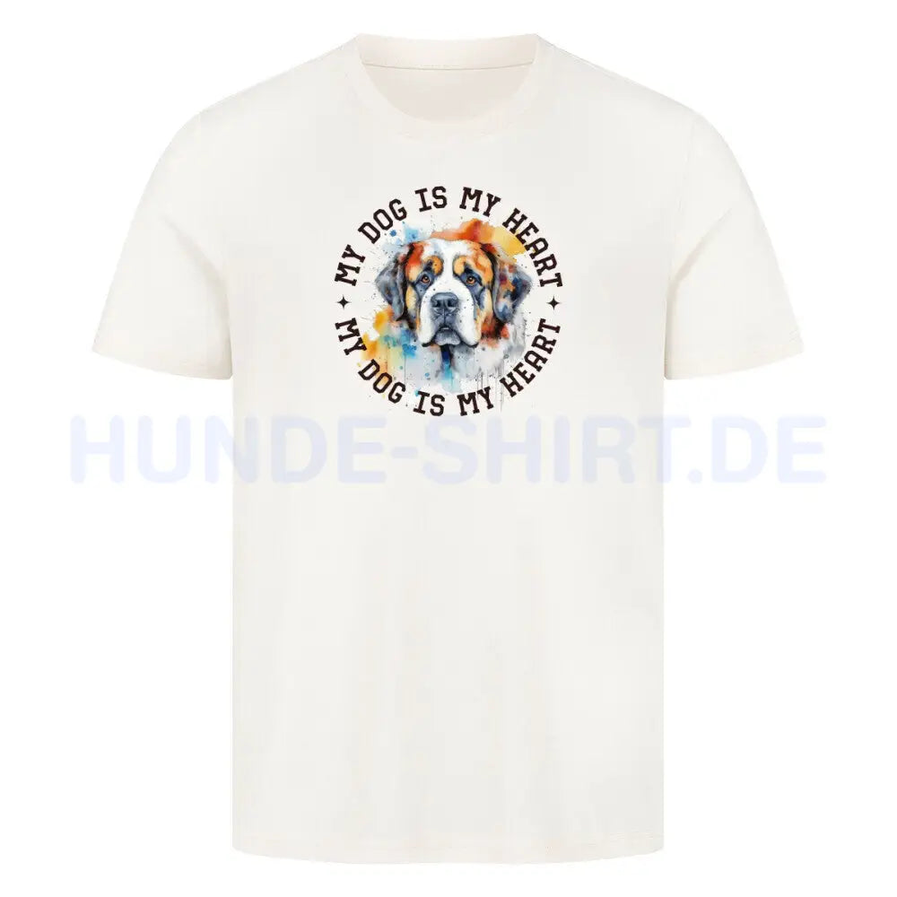 Premium T-Shirt "Bernhardiner HEART" Natural Raw – hunde-shirt.de