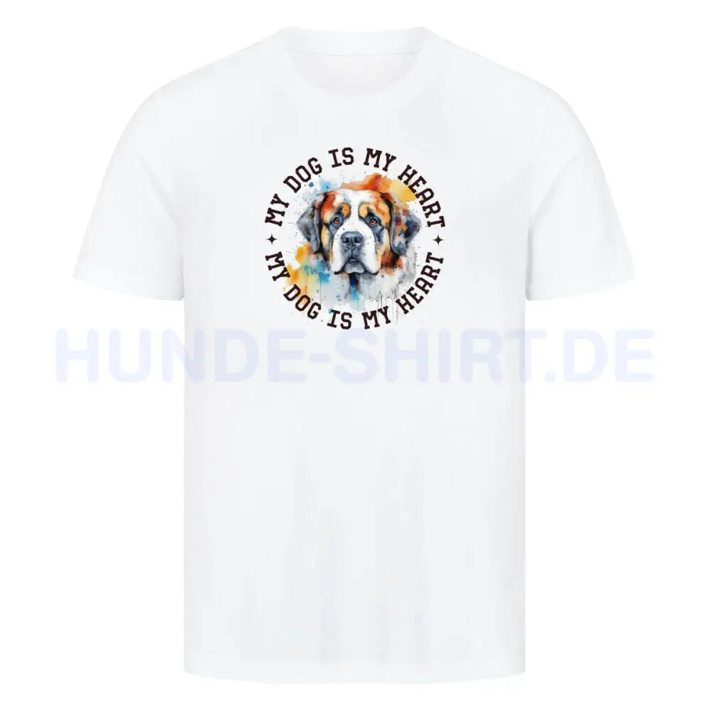 Premium T-Shirt "Bernhardiner HEART" Weiß – hunde-shirt.de