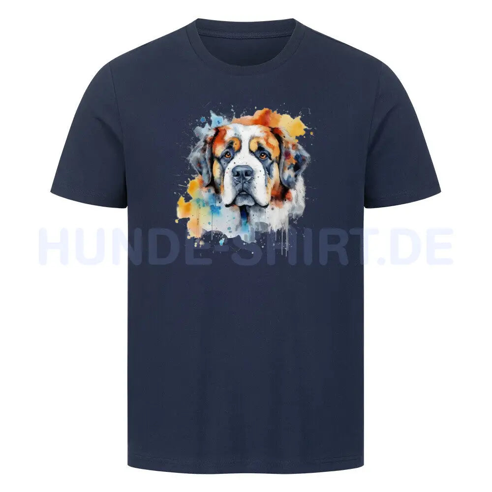 Premium T-Shirt "Bernhardiner Paint" French Navy – hunde-shirt.de