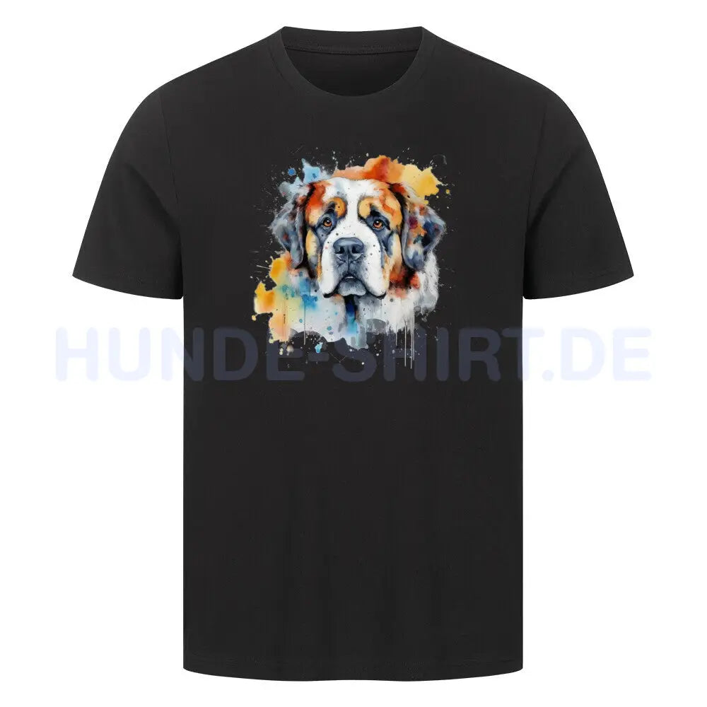 Premium T-Shirt "Bernhardiner Paint" Schwarz – hunde-shirt.de