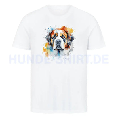 Premium T-Shirt "Bernhardiner Paint" Weiß – hunde-shirt.de