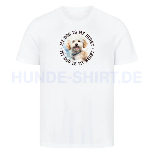 Premium T-Shirt "Bichon Frisé HEART" Weiß – hunde-shirt.de