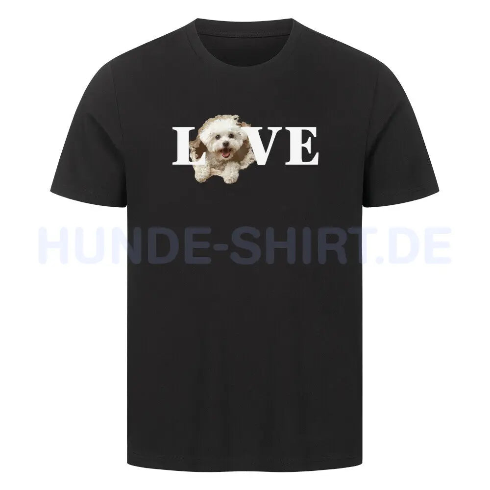 Premium T-Shirt "Bichon Frisé - LOVE" Schwarz – hunde-shirt.de