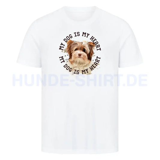 Premium T-Shirt "Biewer Terrier HEART 2" Weiß – hunde-shirt.de