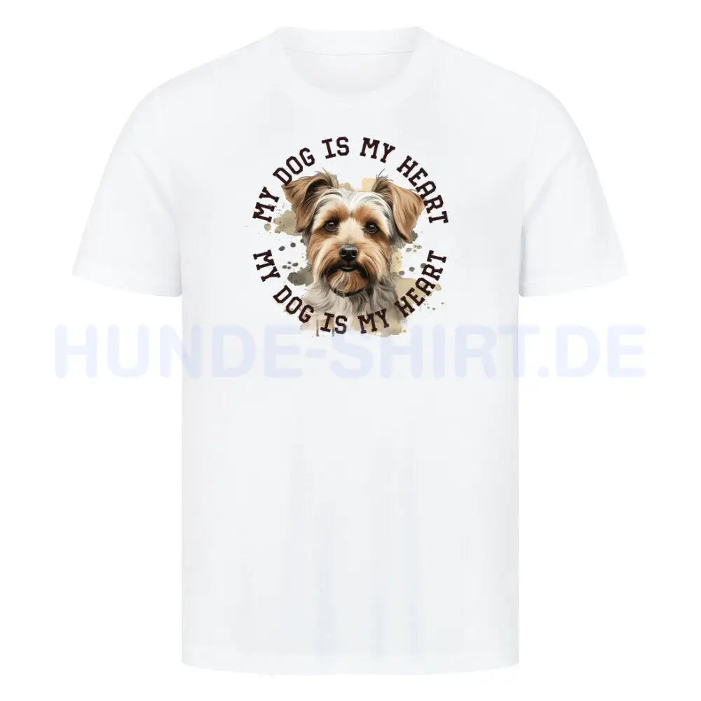 Premium T-Shirt "Biewer Terrier HEART" Weiß – hunde-shirt.de