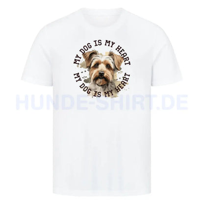 Premium T-Shirt "Biewer Terrier HEART" Weiß – hunde-shirt.de