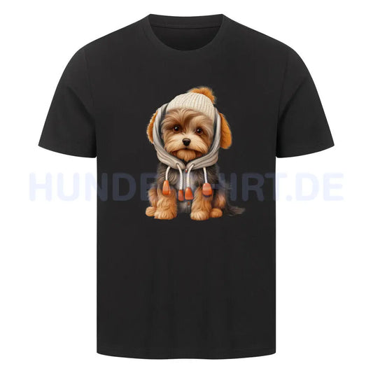 Premium T-Shirt "Biewer Terrier - Winter" Schwarz – hunde-shirt.de