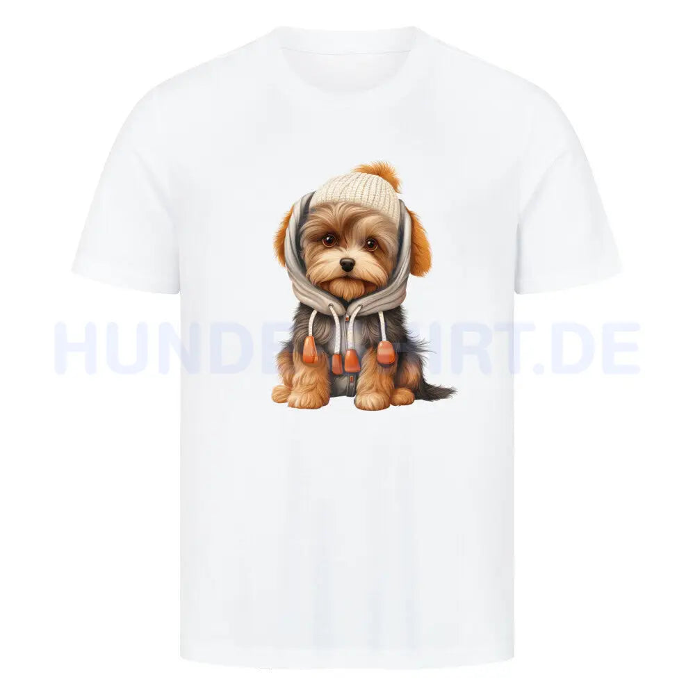 Premium T-Shirt "Biewer Terrier - Winter" Weiß – hunde-shirt.de