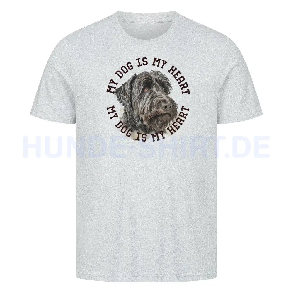 Premium T-Shirt "Black Russian Terrier HEART 2" Heather Grey – hunde-shirt.de