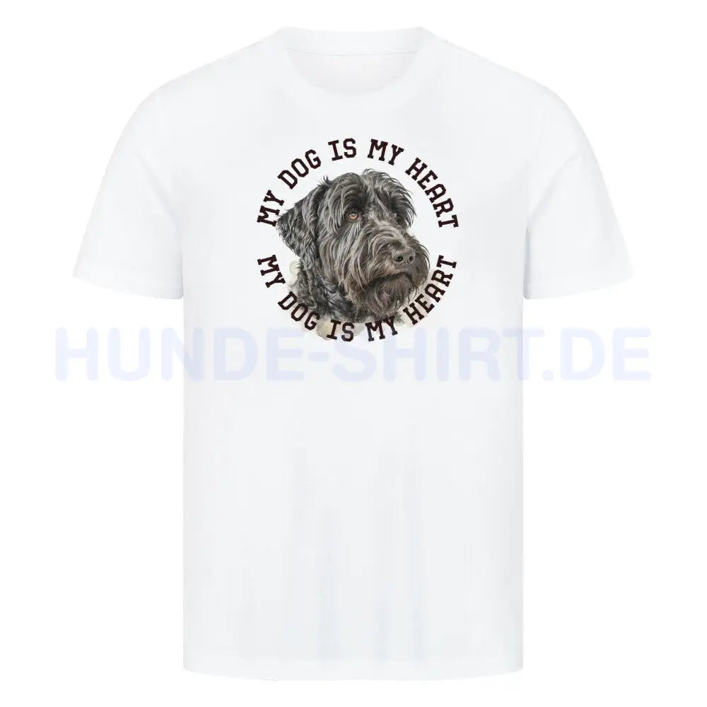 Premium T-Shirt "Black Russian Terrier HEART 2" Weiß – hunde-shirt.de