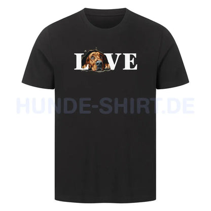 Premium T-Shirt "Bloodhound - LOVE" Schwarz – hunde-shirt.de