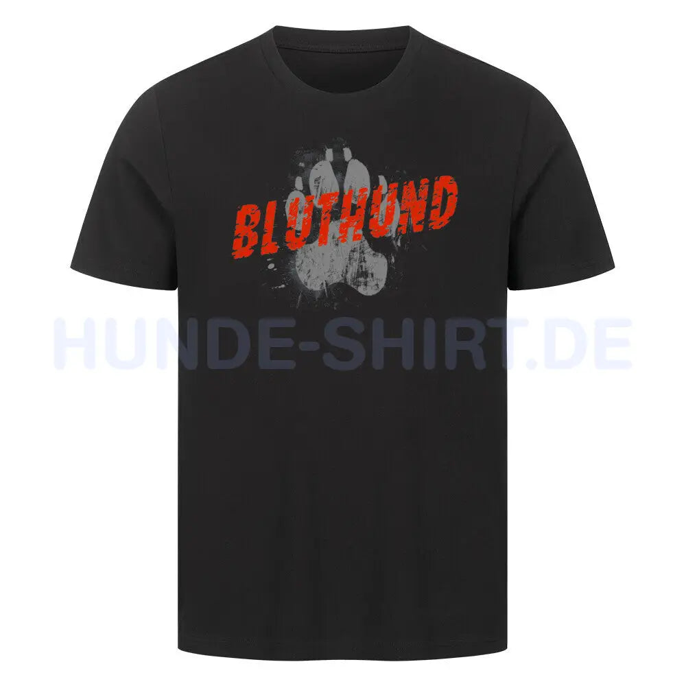 Premium T-Shirt "Bluthund - PAW" Schwarz – hunde-shirt.de