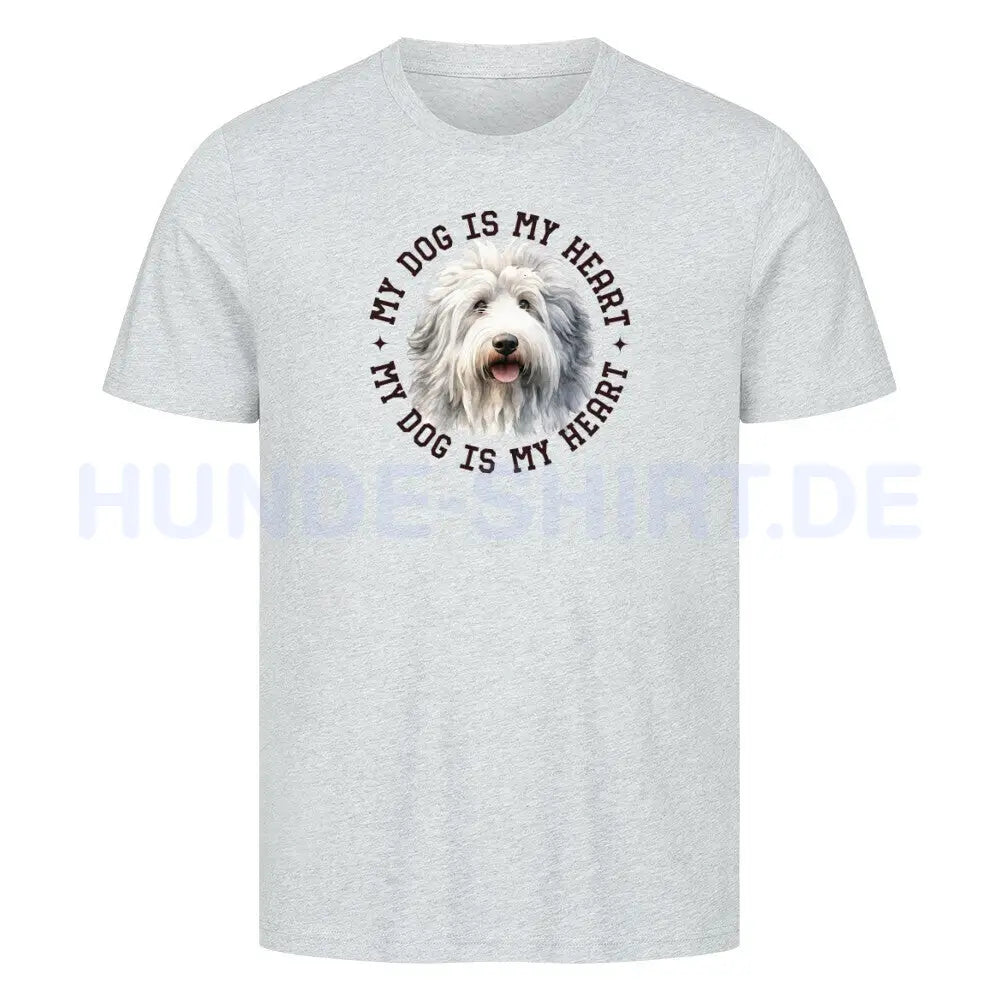 Premium T-Shirt "Bobtail HEART" Heather Grey – hunde-shirt.de