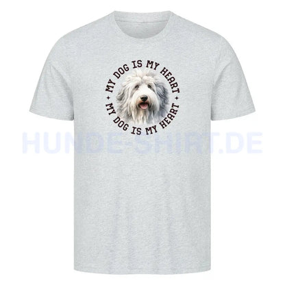 Premium T-Shirt "Bobtail HEART" Heather Grey – hunde-shirt.de