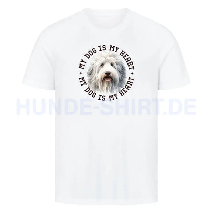 Premium T-Shirt "Bobtail HEART" Weiß – hunde-shirt.de