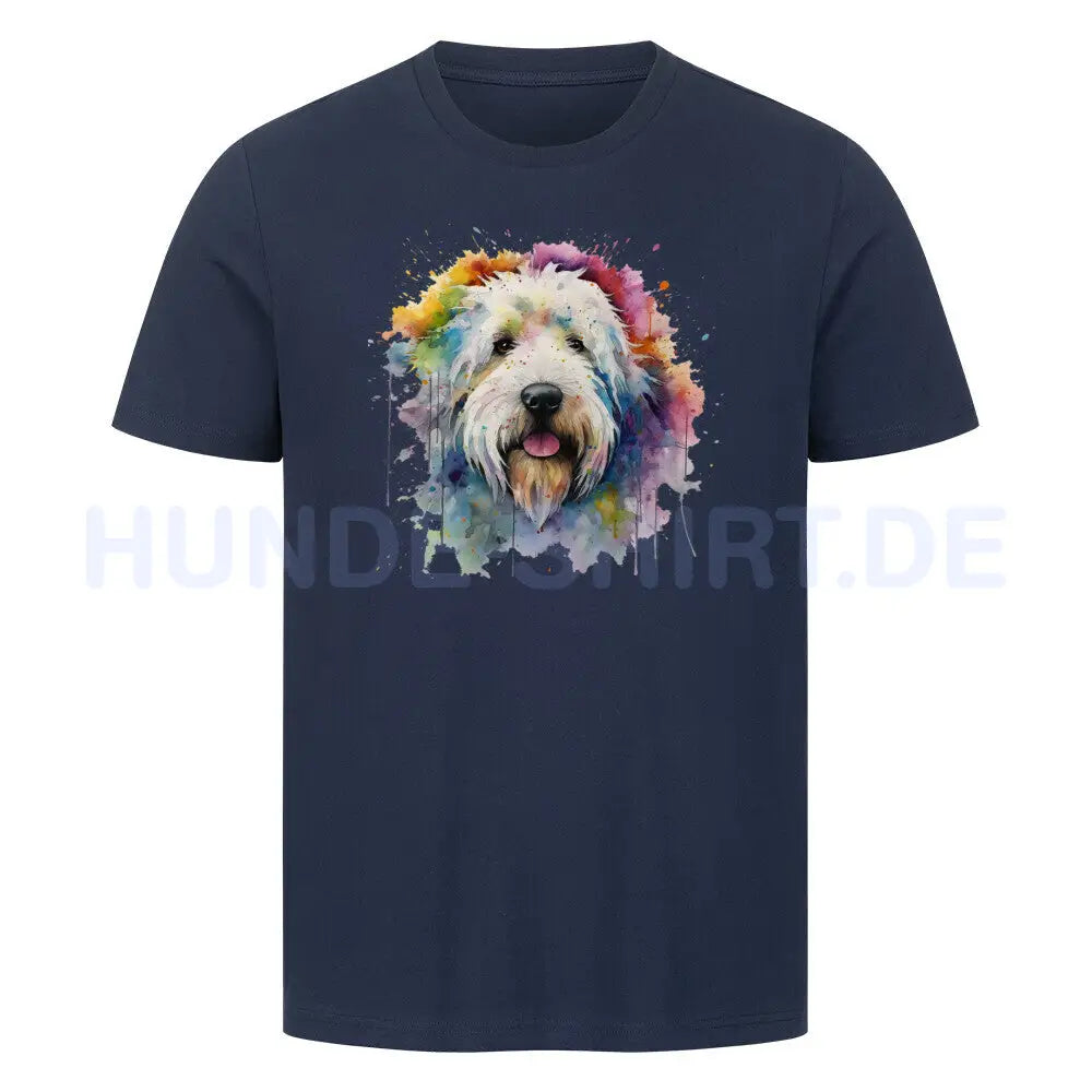 Premium T-Shirt "Bobtail Paint" French Navy – hunde-shirt.de