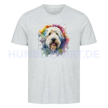 Premium T-Shirt "Bobtail Paint" Heather Grey – hunde-shirt.de