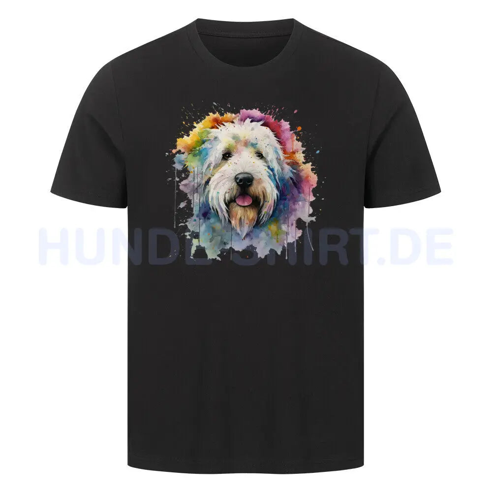 Premium T-Shirt "Bobtail Paint" Schwarz – hunde-shirt.de