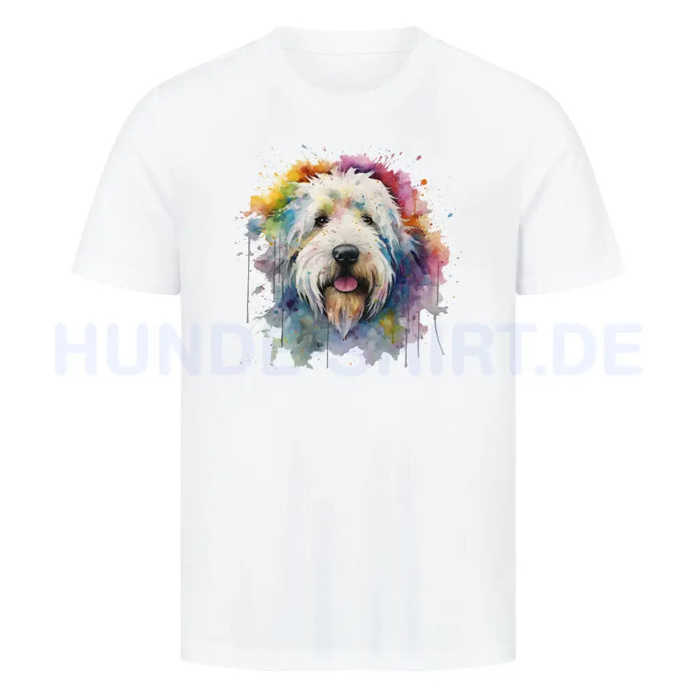 Premium T-Shirt "Bobtail Paint" Weiß – hunde-shirt.de