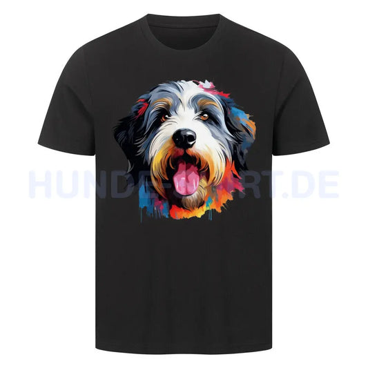 Premium T-Shirt "Bobtail - Splash" Schwarz – hunde-shirt.de