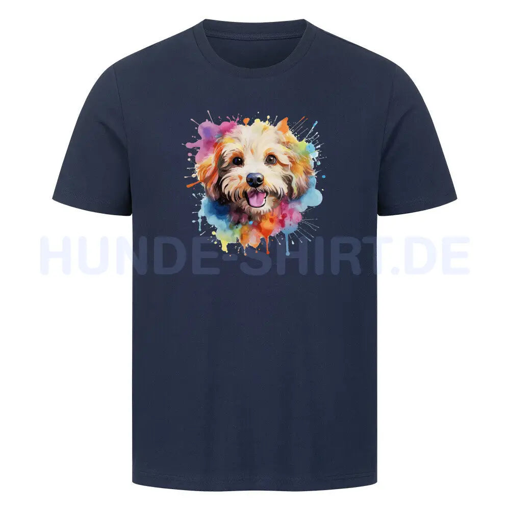 Premium T-Shirt "Bologneser Paint" French Navy – hunde-shirt.de