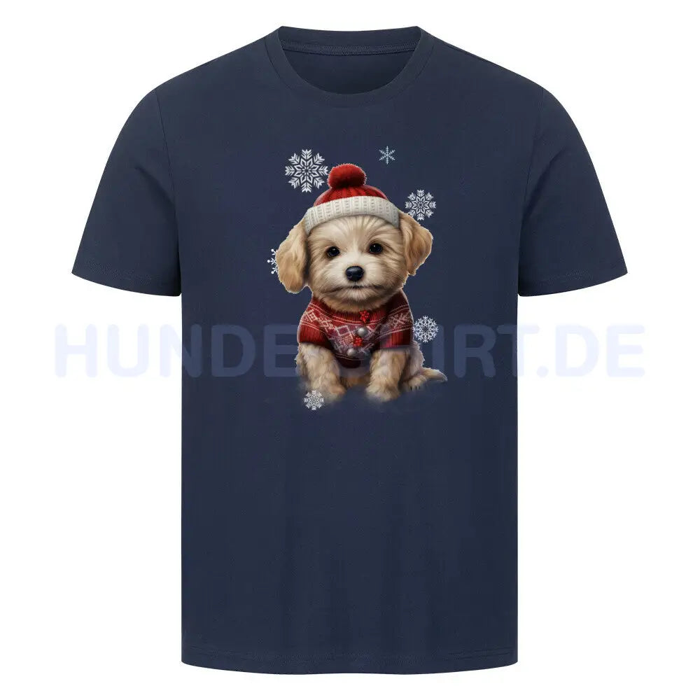 Premium T-Shirt "Bologneser Winter" French Navy – hunde-shirt.de