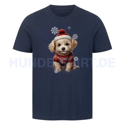 Premium T-Shirt "Bologneser Winter" French Navy – hunde-shirt.de