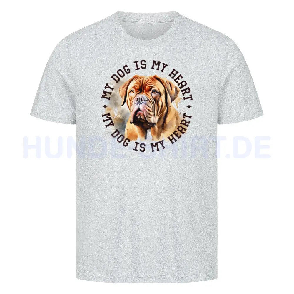 Premium T-Shirt "Bordeaux Dogge HEART" Heather Grey – hunde-shirt.de