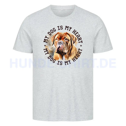 Premium T-Shirt "Bordeaux Dogge HEART" Heather Grey – hunde-shirt.de