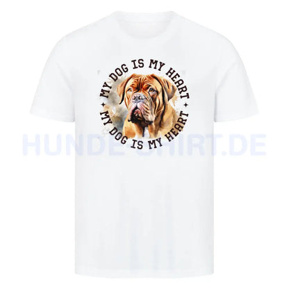 Premium T-Shirt "Bordeaux Dogge HEART" Weiß – hunde-shirt.de