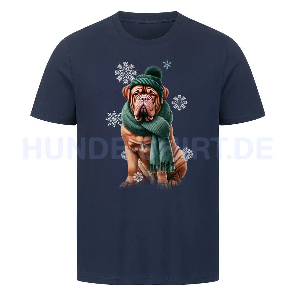 Premium T-Shirt "Bordeaux Dogge Winter" French Navy – hunde-shirt.de