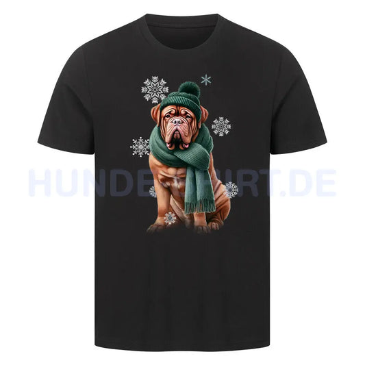 Premium T-Shirt "Bordeaux Dogge Winter" Schwarz – hunde-shirt.de