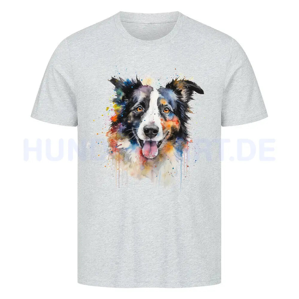 Premium T-Shirt "Border Collie - Aqua" Heather Grey – hunde-shirt.de