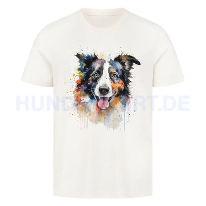 Premium T-Shirt "Border Collie - Aqua" Natural Raw – hunde-shirt.de