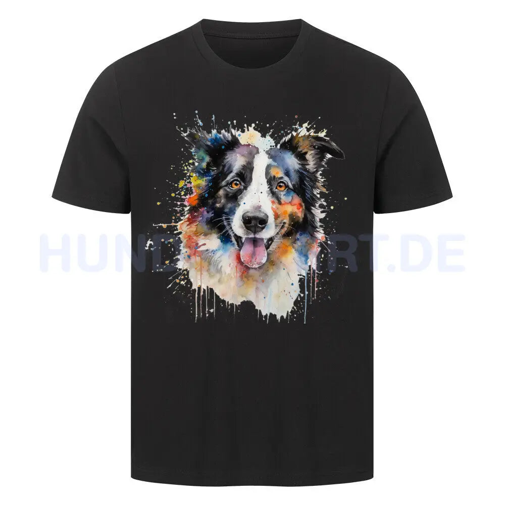 Premium T-Shirt "Border Collie - Aqua" Schwarz – hunde-shirt.de