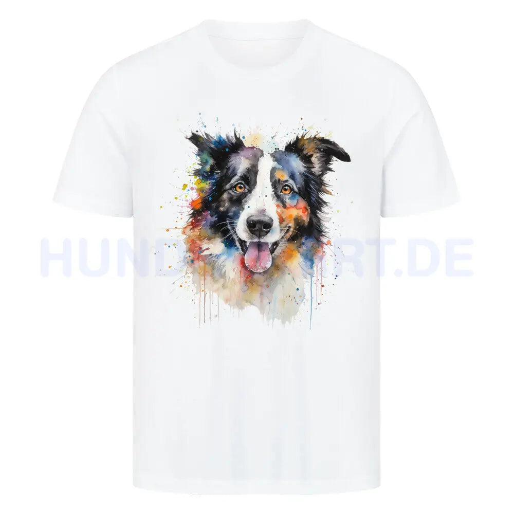 Premium T-Shirt "Border Collie - Aqua" Weiß – hunde-shirt.de