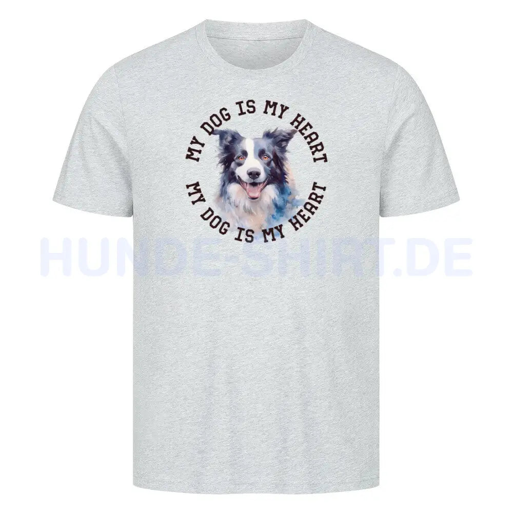 Premium T-Shirt "Border Collie HEART 2" Heather Grey – hunde-shirt.de