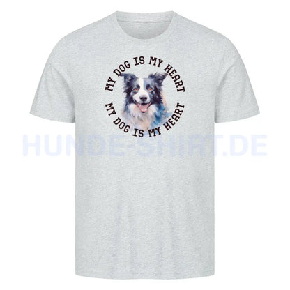 Premium T-Shirt "Border Collie HEART 2" Heather Grey – hunde-shirt.de