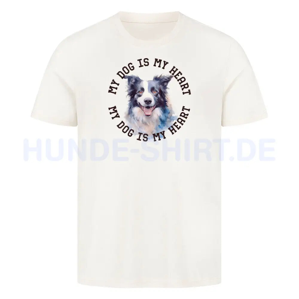 Premium T-Shirt "Border Collie HEART 2" Natural Raw – hunde-shirt.de