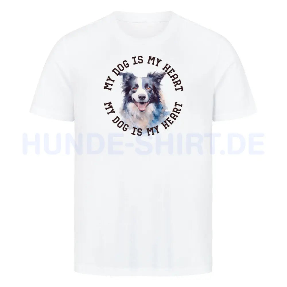 Premium T-Shirt "Border Collie HEART 2" Weiß – hunde-shirt.de