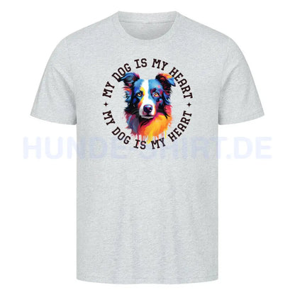 Premium T-Shirt "Border Collie HEART" Heather Grey – hunde-shirt.de