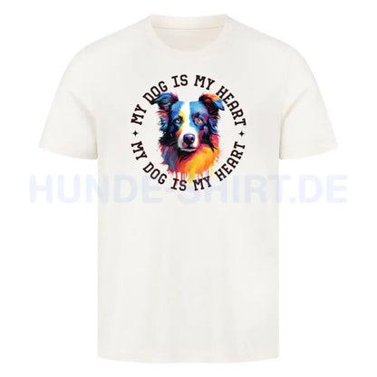 Premium T-Shirt "Border Collie HEART" Natural Raw – hunde-shirt.de