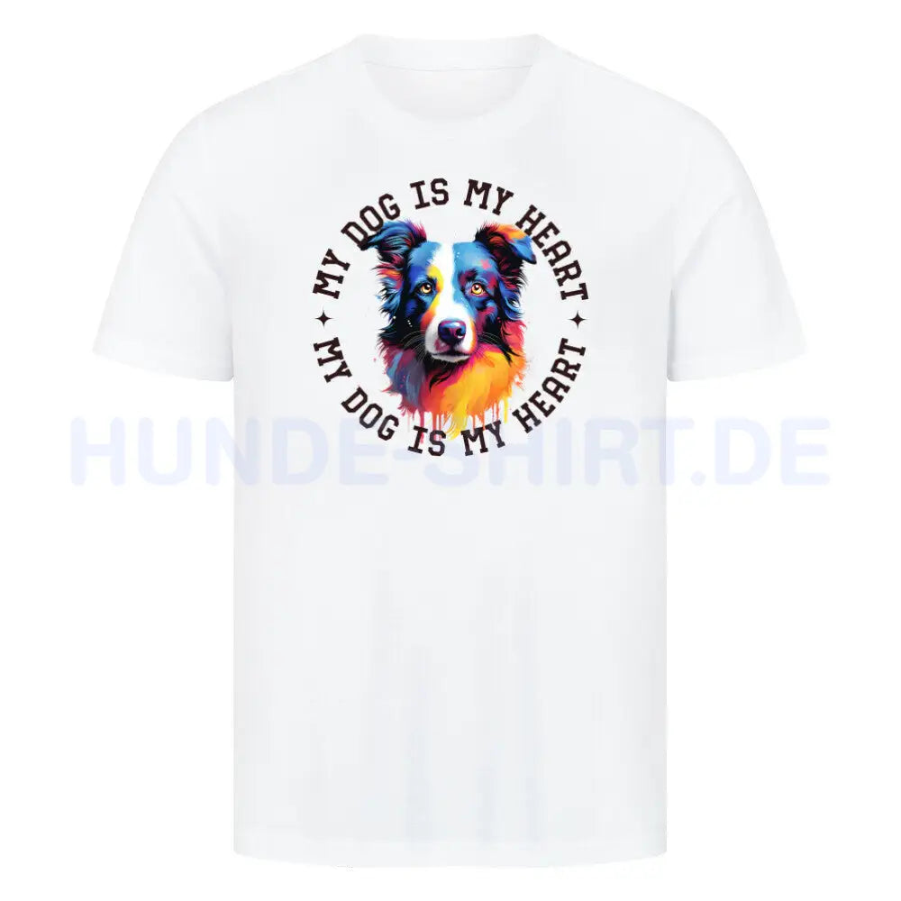 Premium T-Shirt "Border Collie HEART" Weiß – hunde-shirt.de