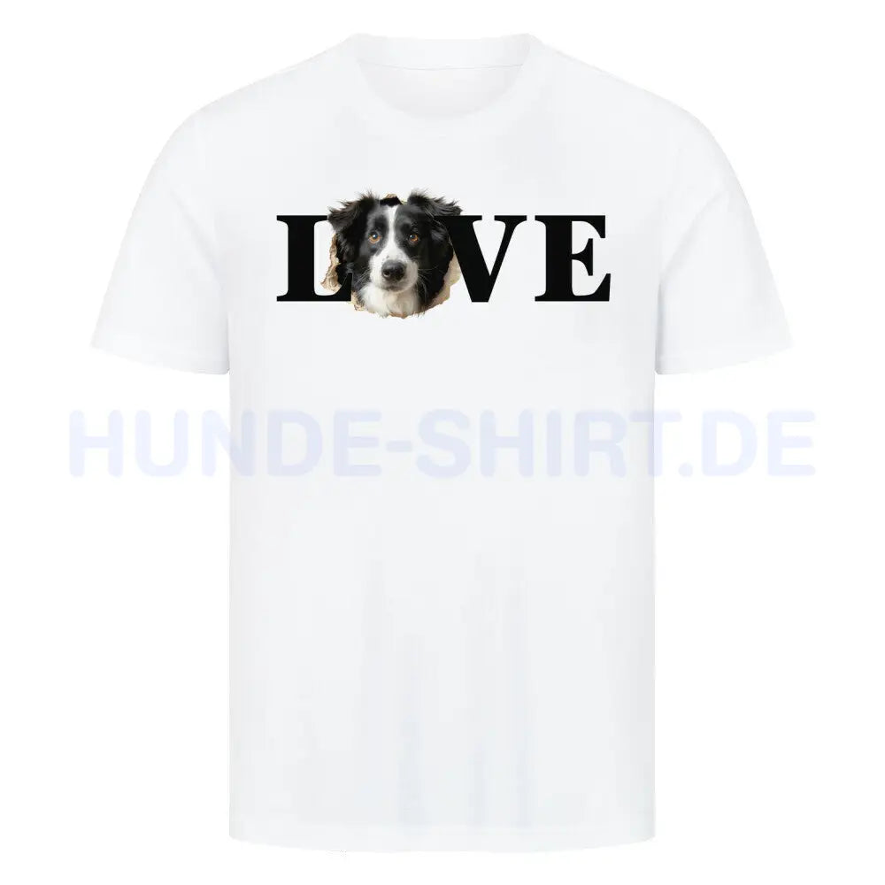 Premium T-Shirt "Border Collie LOVE" Weiß – hunde-shirt.de