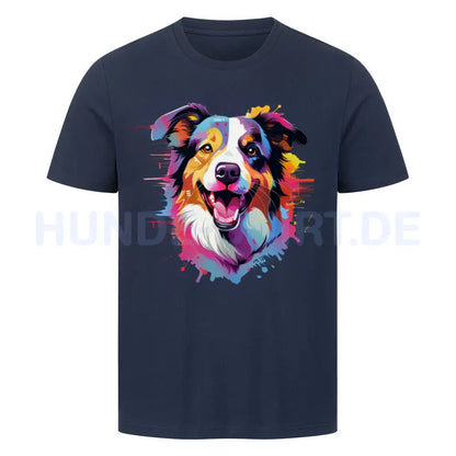 Premium T-Shirt "Border Collie - Paint" French Navy – hunde-shirt.de