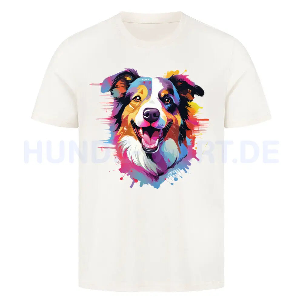 Premium T-Shirt "Border Collie - Paint" Natural Raw – hunde-shirt.de