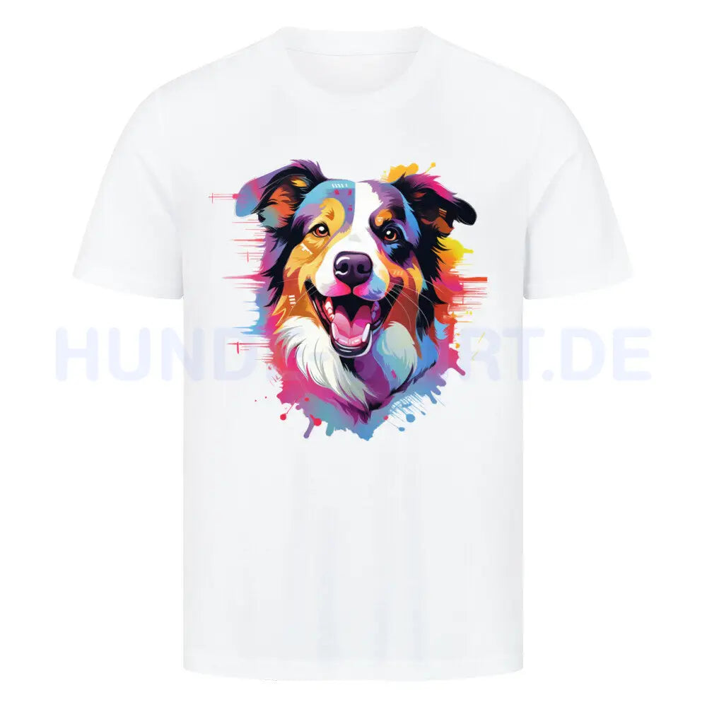 Premium T-Shirt "Border Collie - Paint" Weiß – hunde-shirt.de