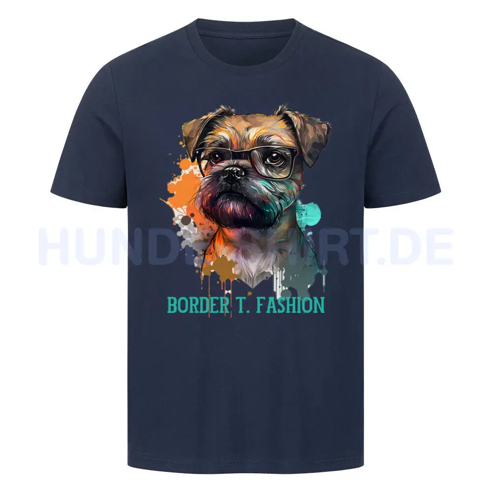 Premium T-Shirt "Border Terrier - Fashion" French Navy – hunde-shirt.de