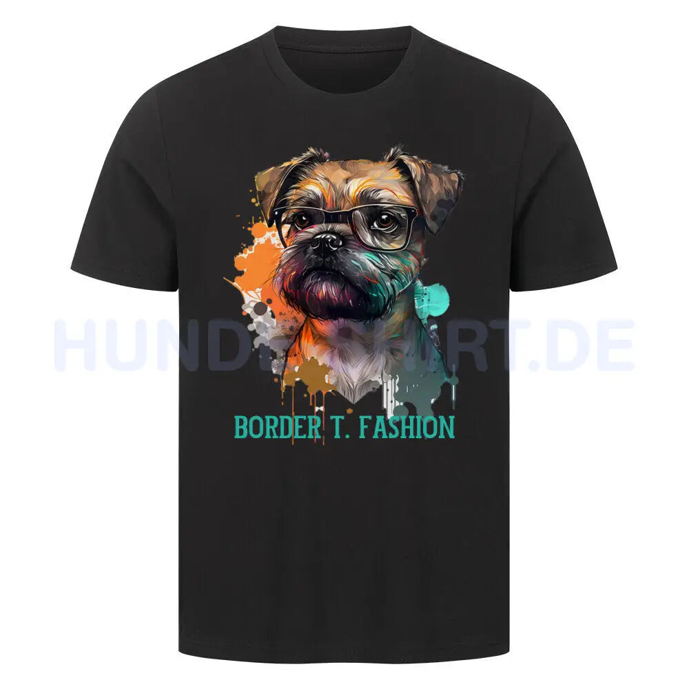 Premium T-Shirt "Border Terrier - Fashion" Schwarz – hunde-shirt.de